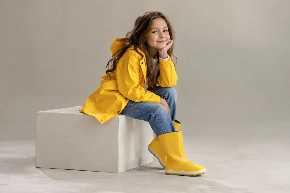 Çocuk yağmurluk kataloğu için çocuk model başvurusu