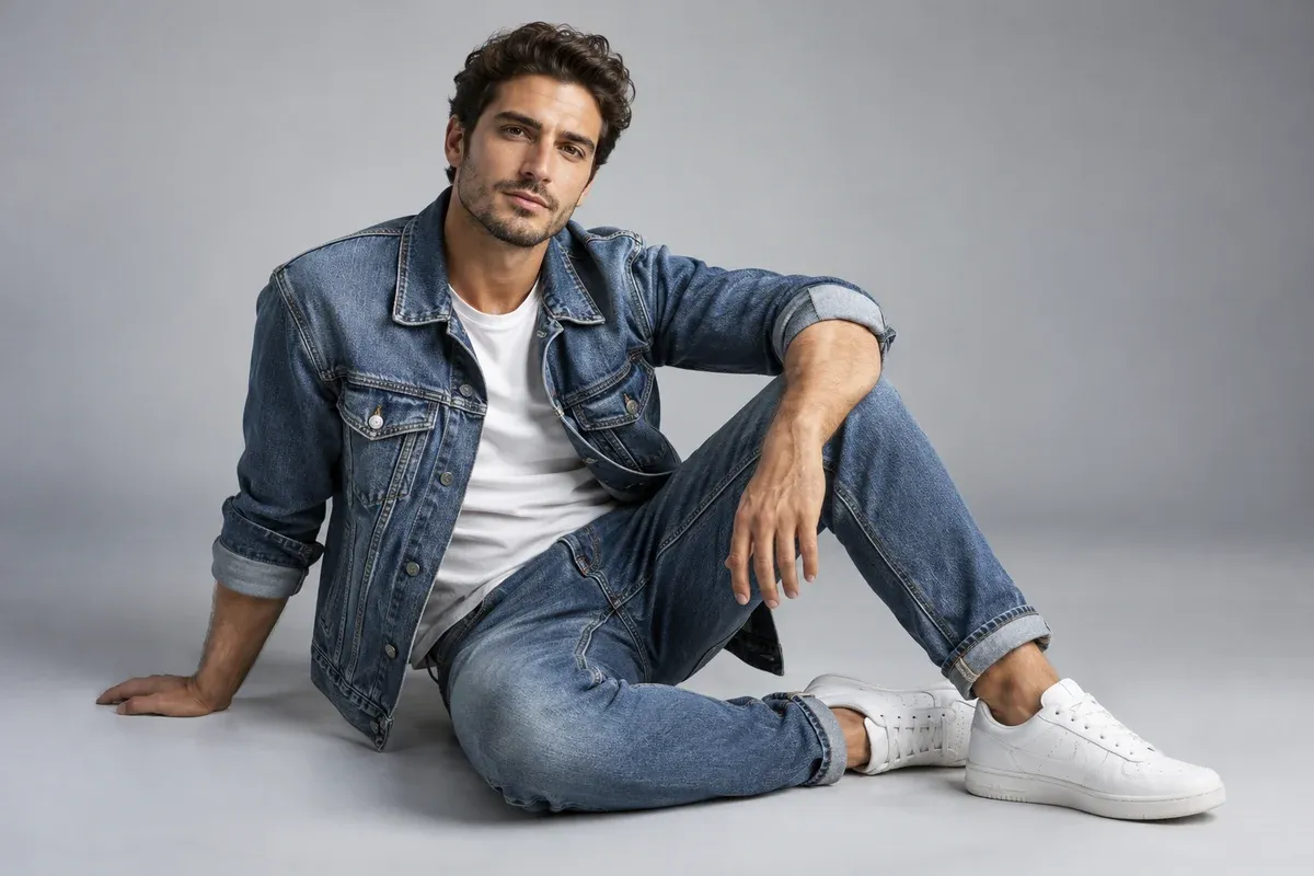 Erkek denim kataloğu için model başvurusu